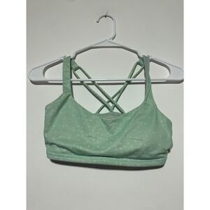 Lululemon Womens Green Polka Dot Free To Be Sports Bra No Padding No Size Dot